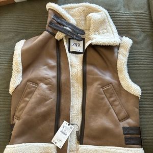 NWT Zara faux shearling vest size M